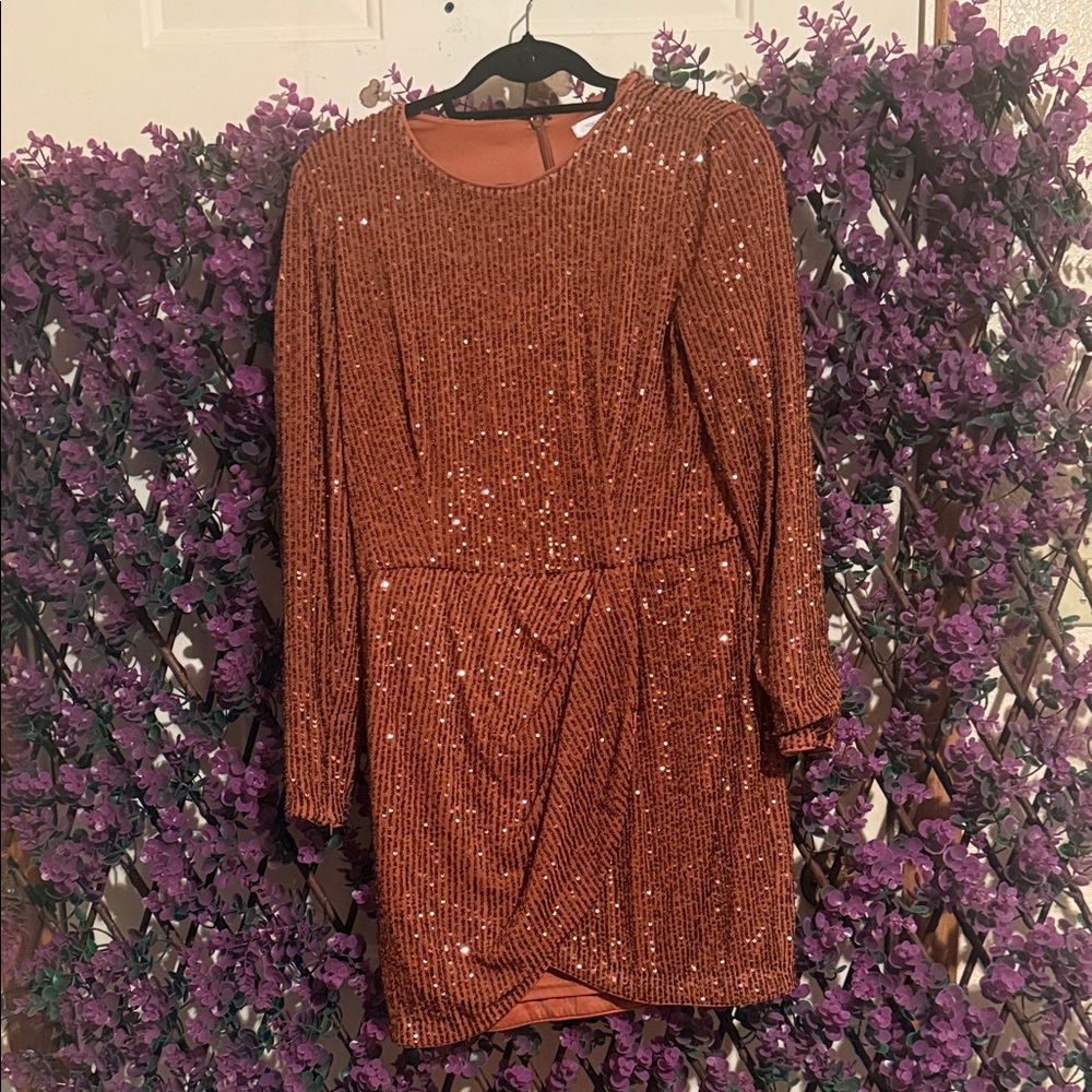 Sequin Mini Dress in Copper